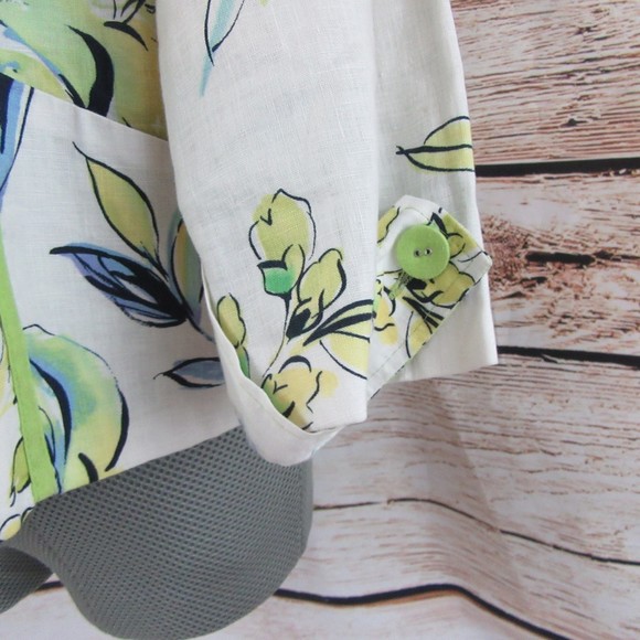 Saint Tropez West Med Linen Blazer Spring Floral Pattern - Picture 3 of 6